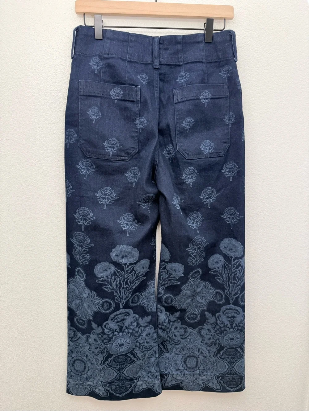 Maeve by Anthropologie The Colette Cropped Wide-Leg Floral Jeans 28P - Picture 4 of 10